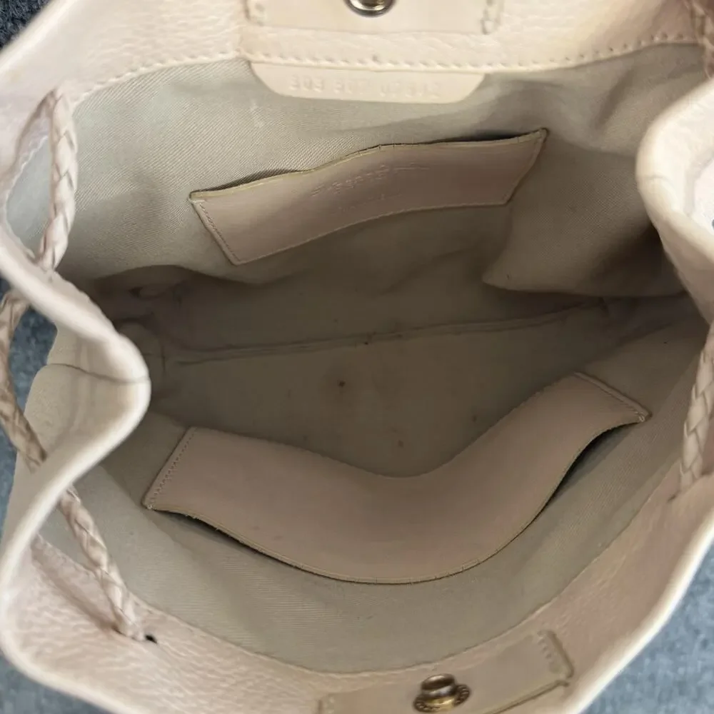 Shinola Leather Shoulder Tote Crossbody Bag Light Pink Braided Strap Minimalist